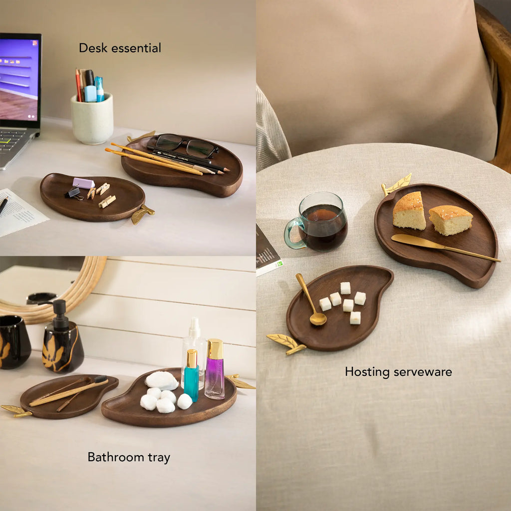 Wooden Platter Set of 2 - Mango Shape