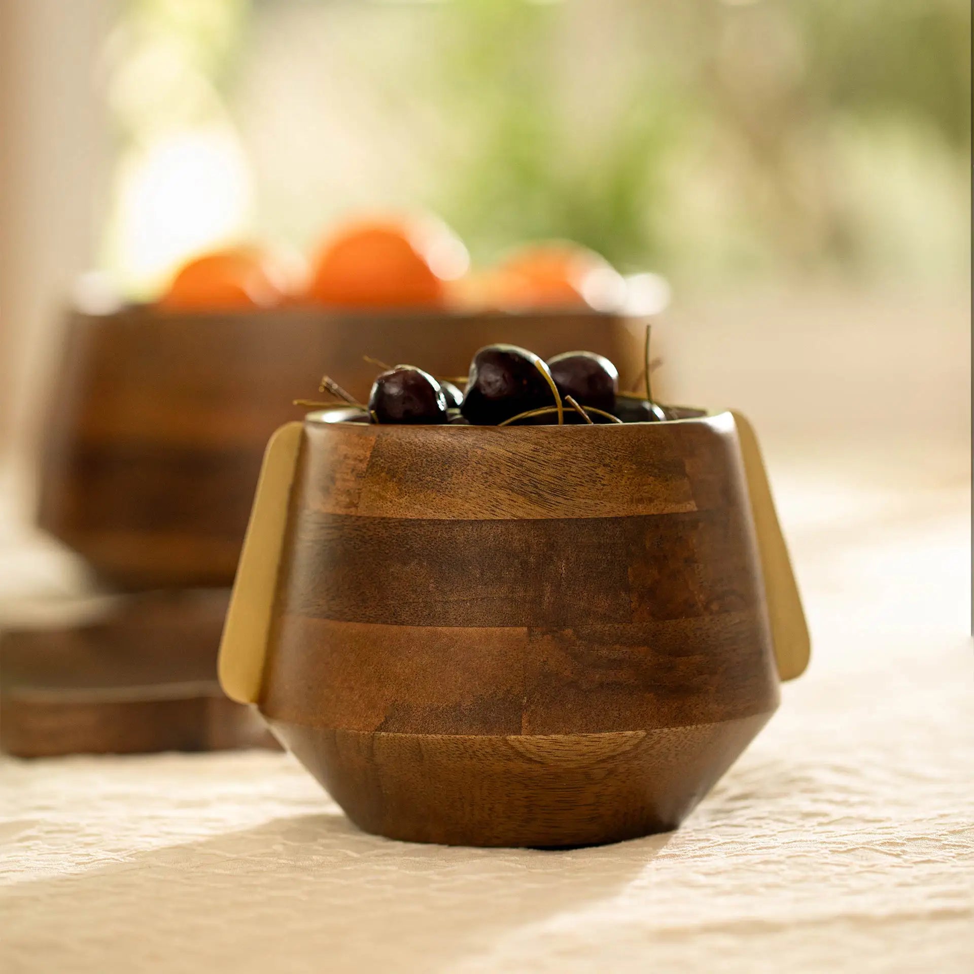 Wood & Brass Nut Bowl - Small