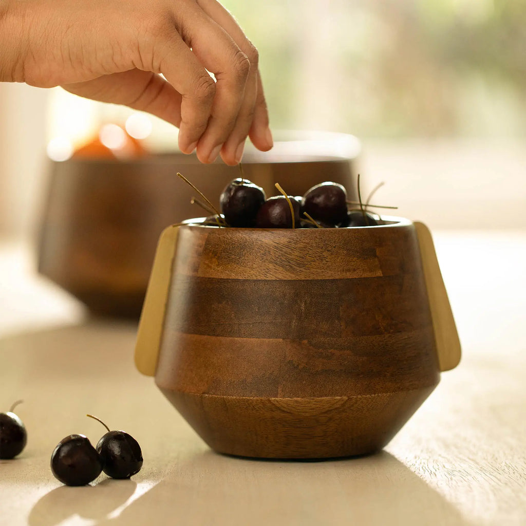 Wood & Brass Nut Bowl - Small
