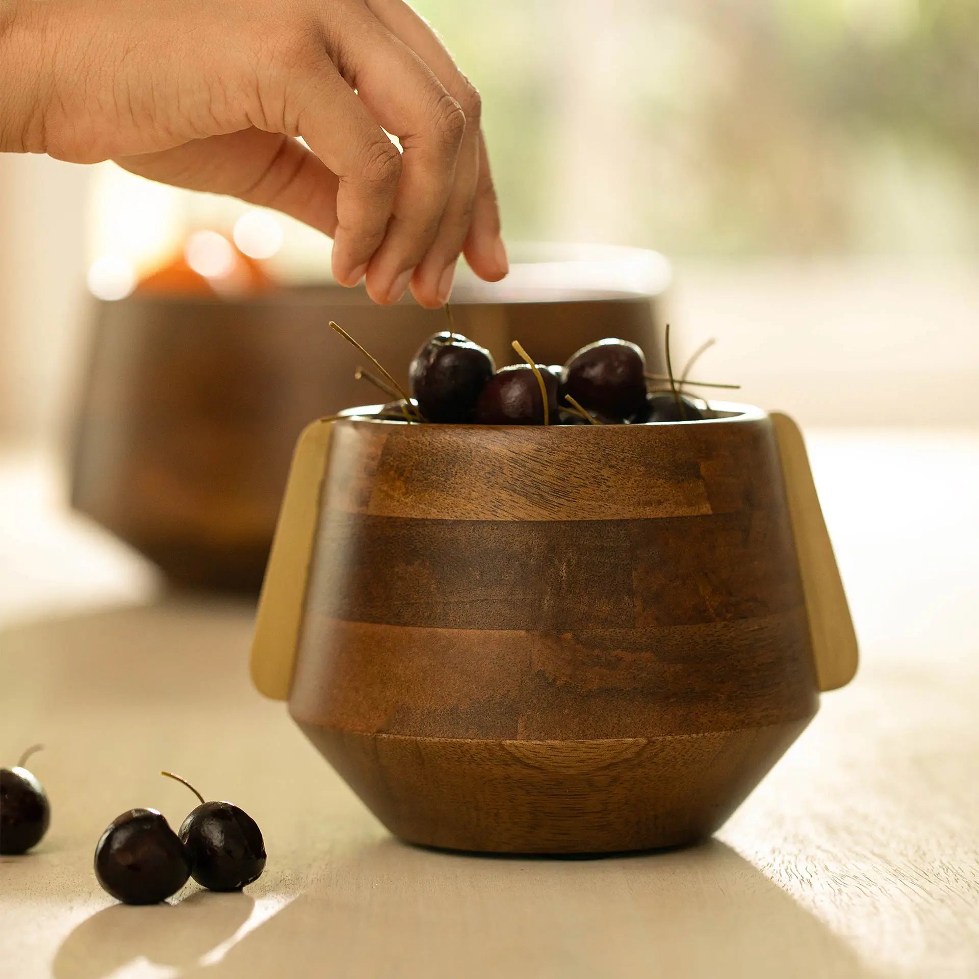 Wood & Brass Nut Bowl - Small