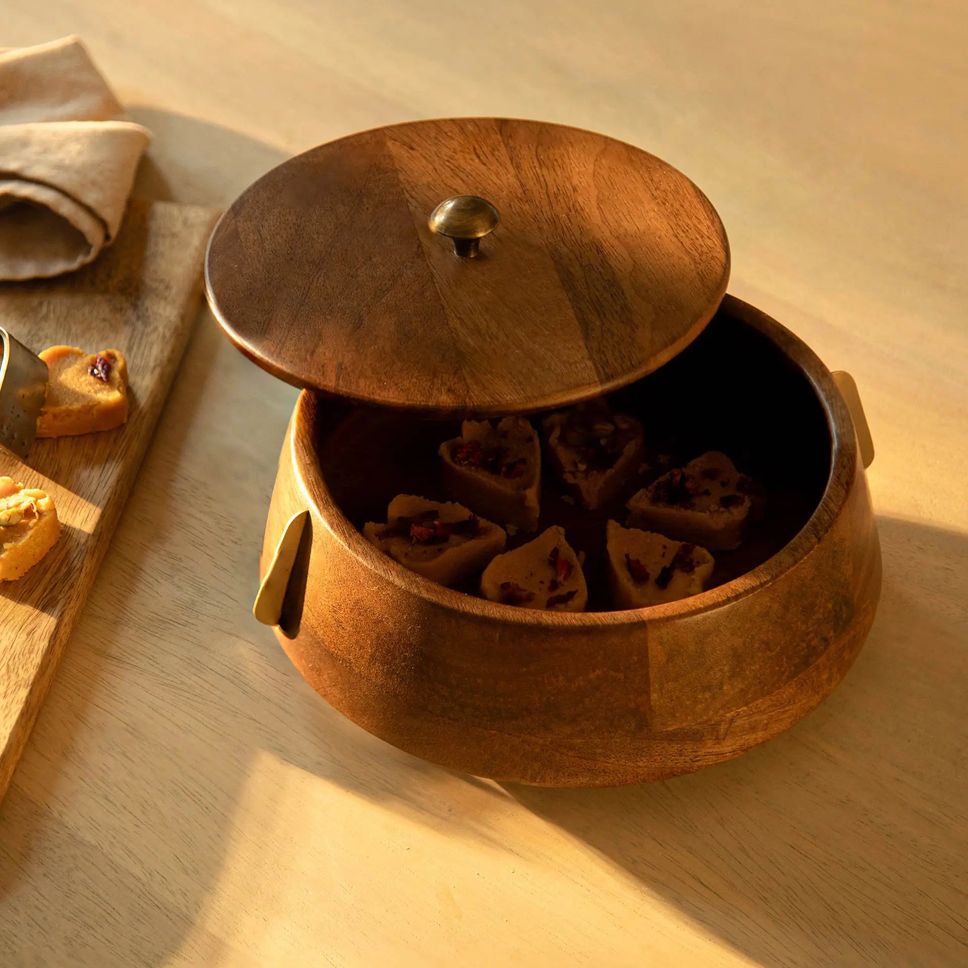 Wood & Brass Roti Box
