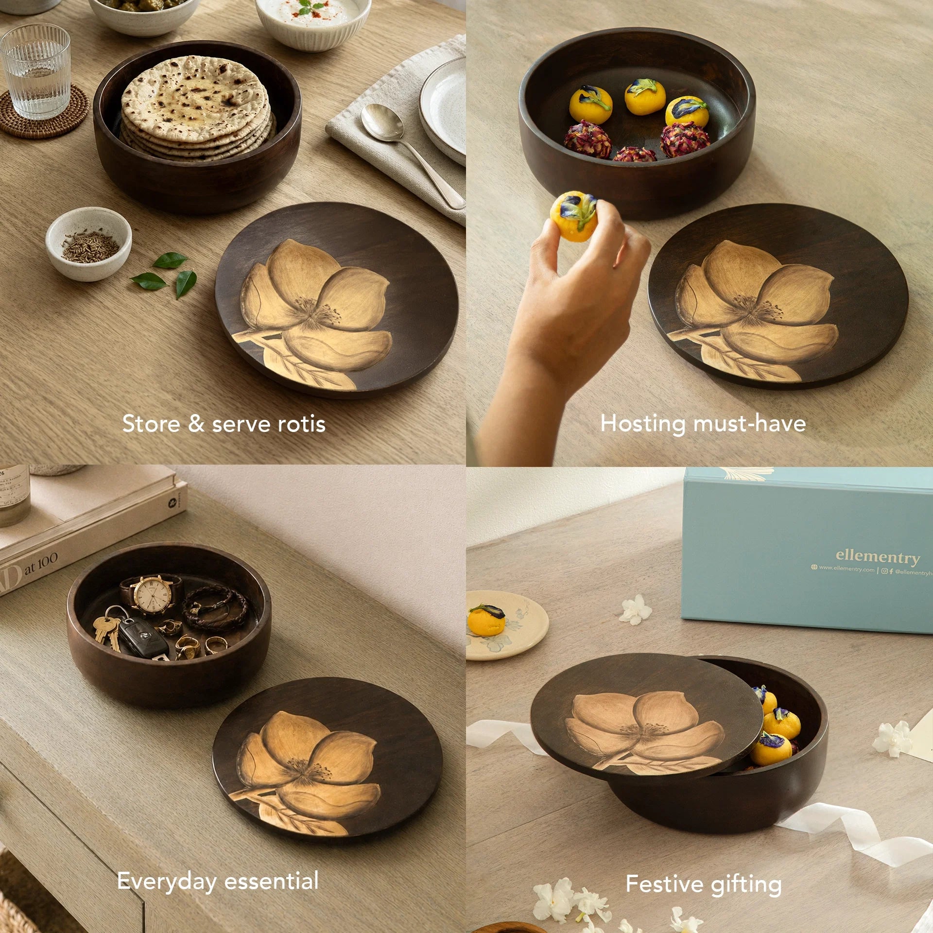 Magnolia Wooden Roti Box