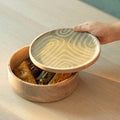 Striped Enamel Wooden Roti Box