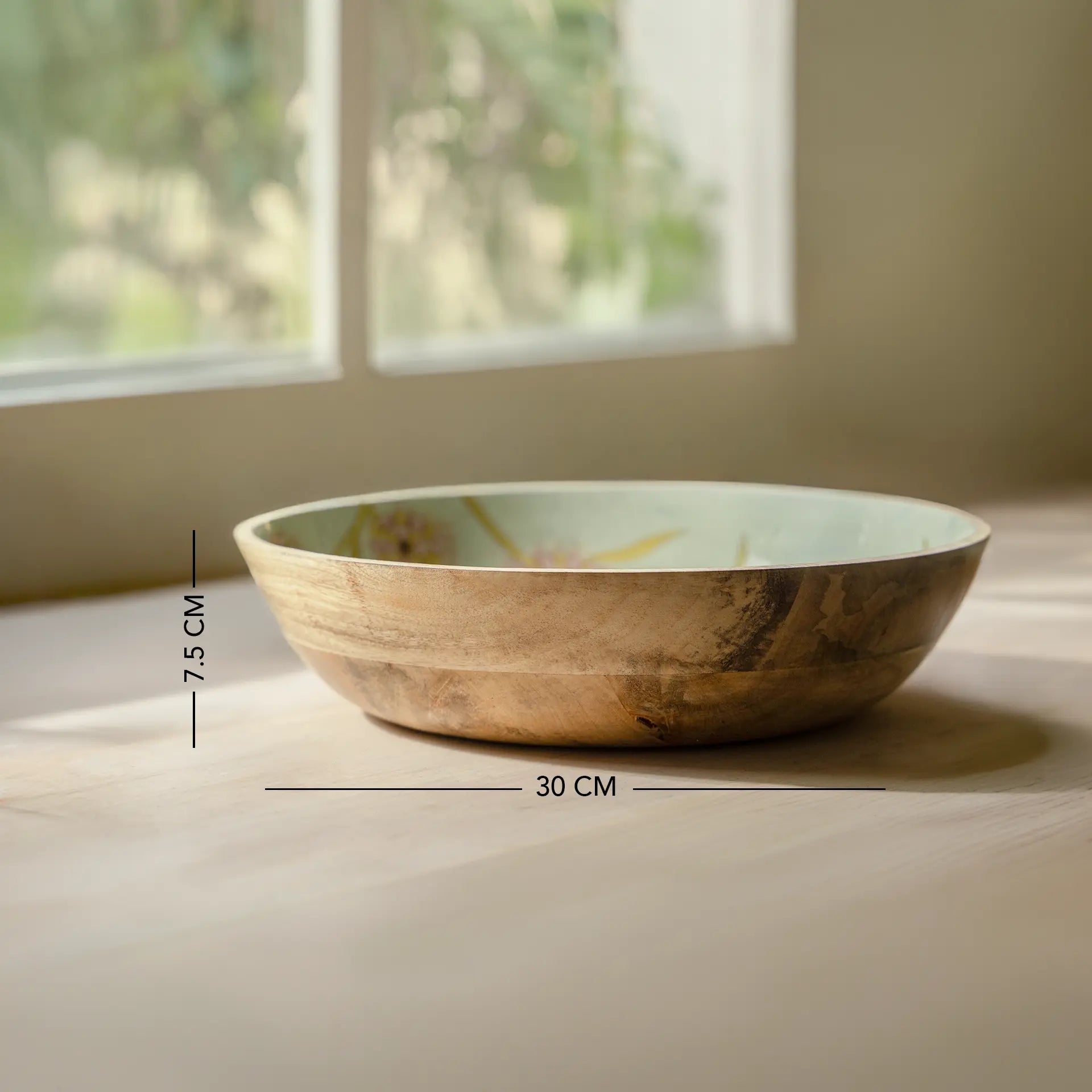 Handpainted Wooden Serving Bowl - Large