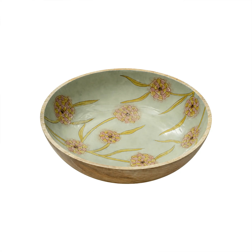 Handpainted Wooden Serving Bowl - Large