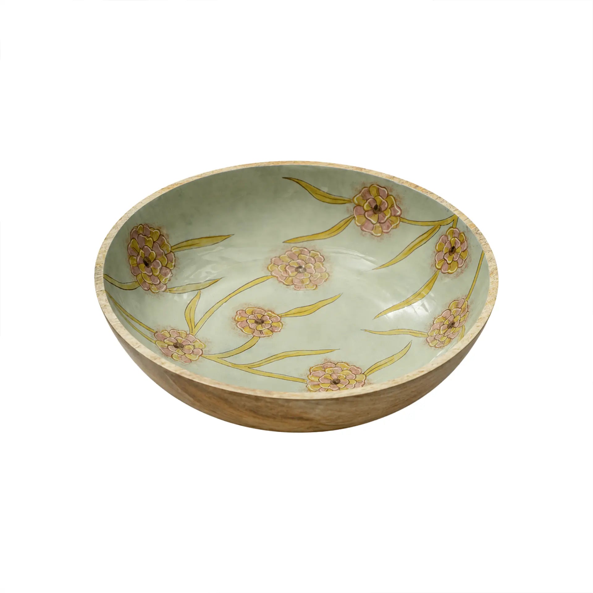 Handpainted Wooden Serving Bowl - Large