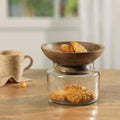 Glass Jar with Wooden Bowl Lid - Large