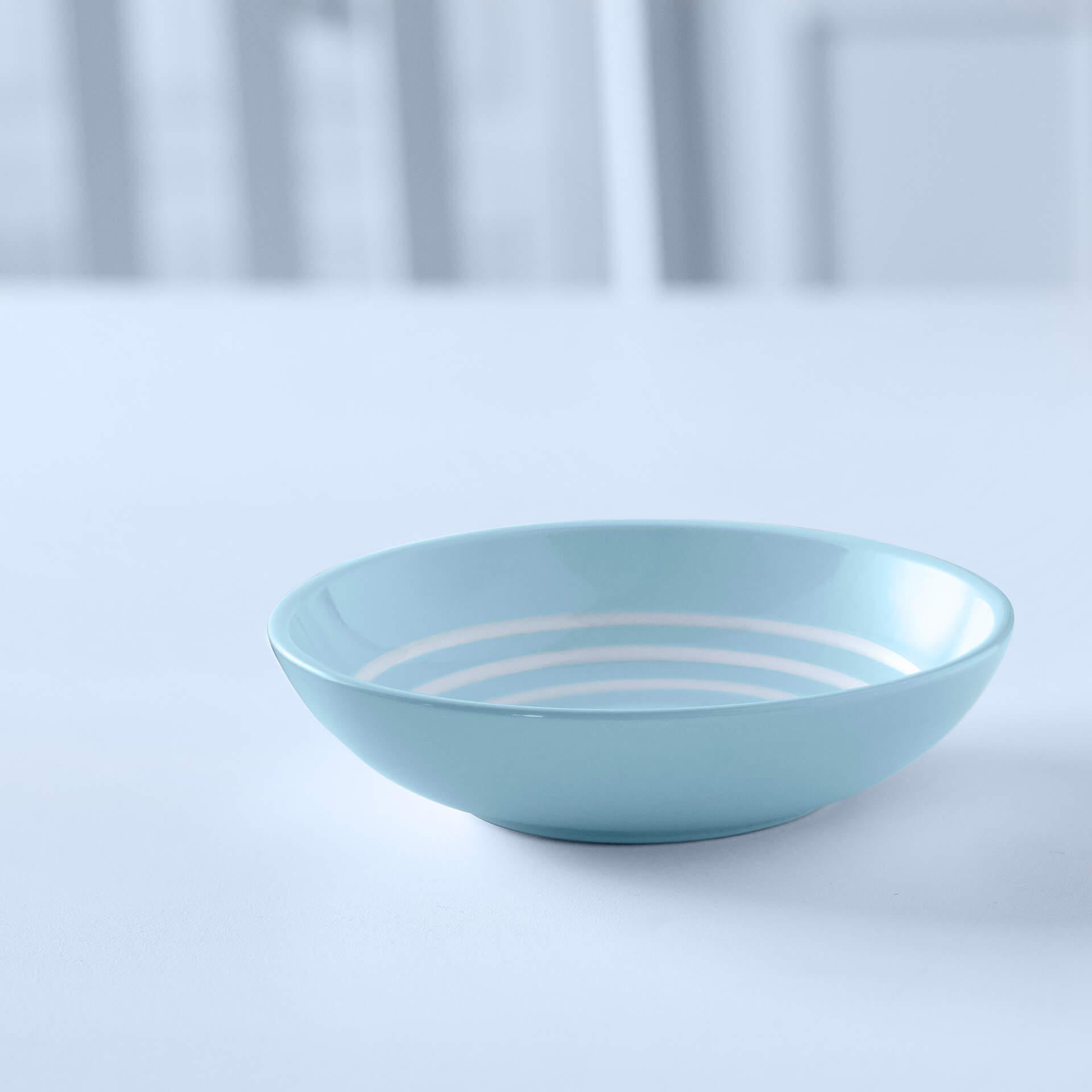 Pastel Blue Striped Ceramic Bowl