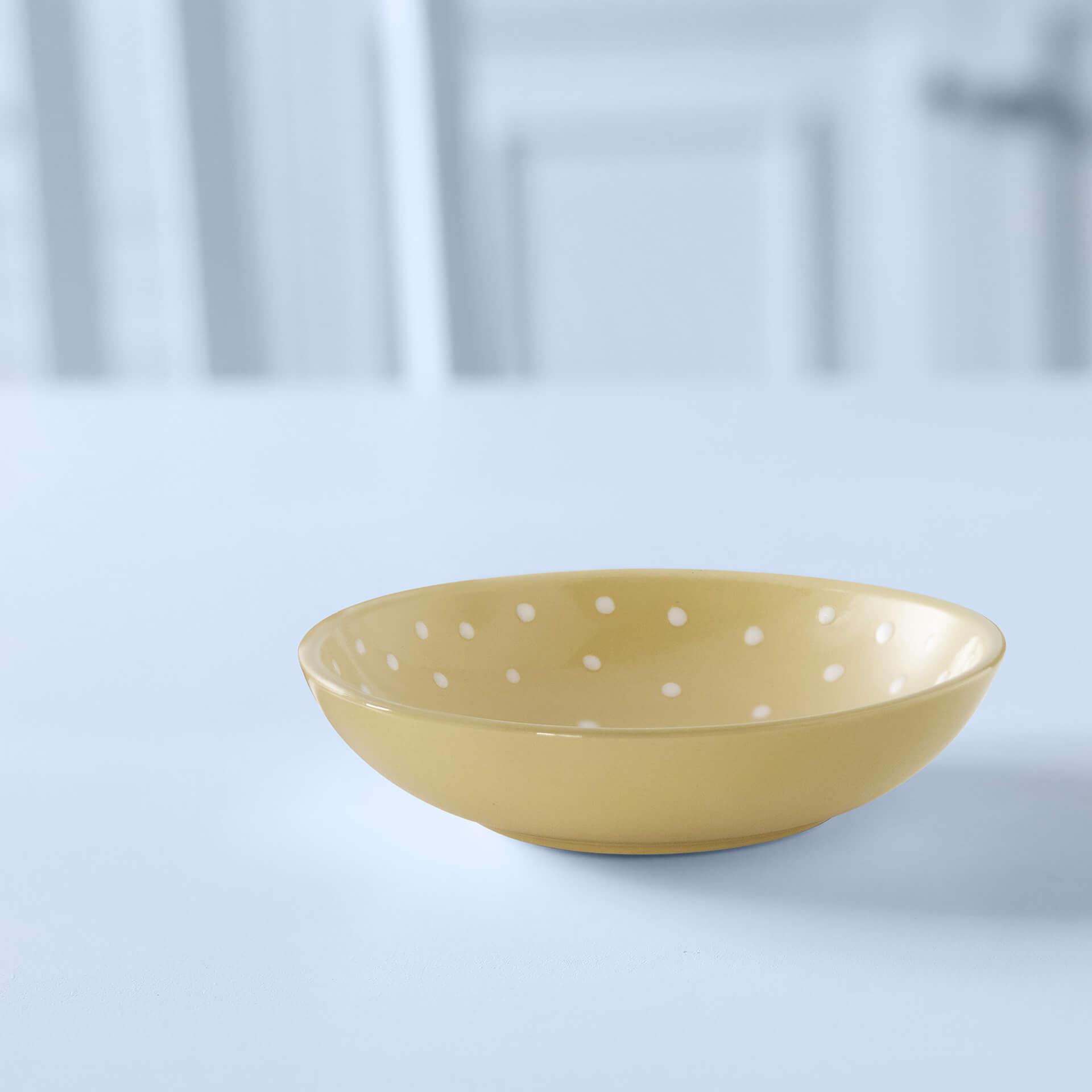 Lemon Polka Dot Ceramic Bowl