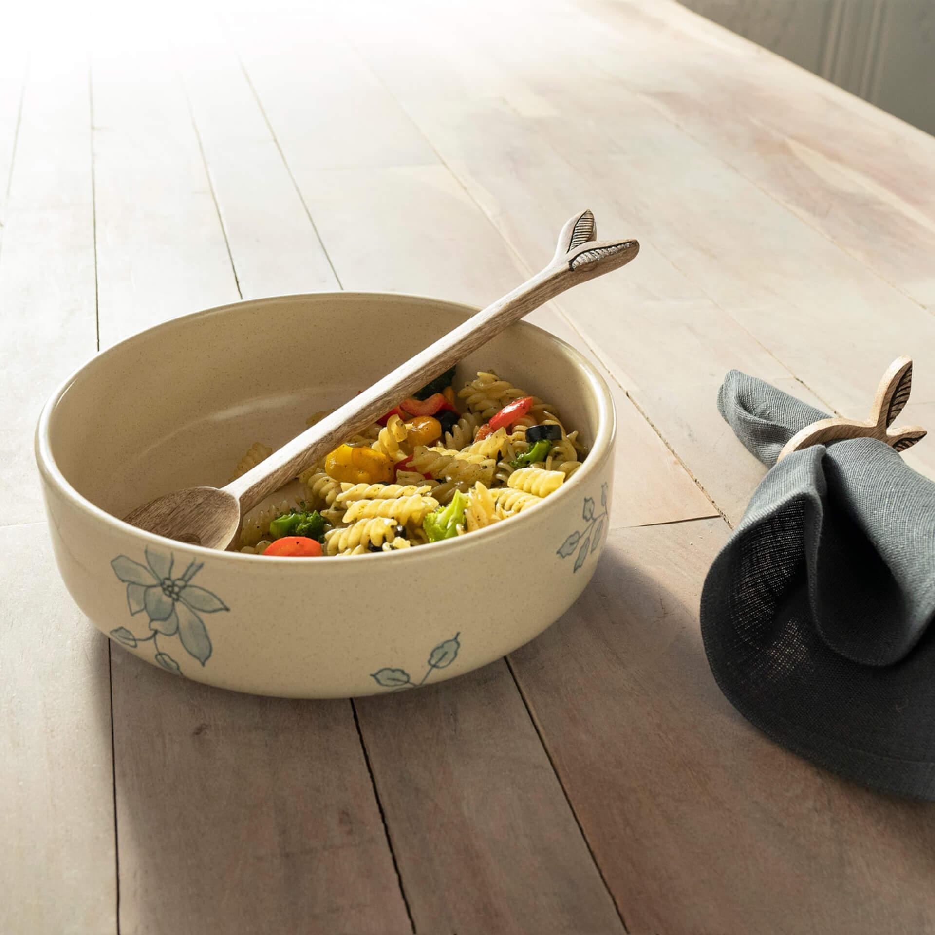 Blue Floral Ceramic Serving Bowl