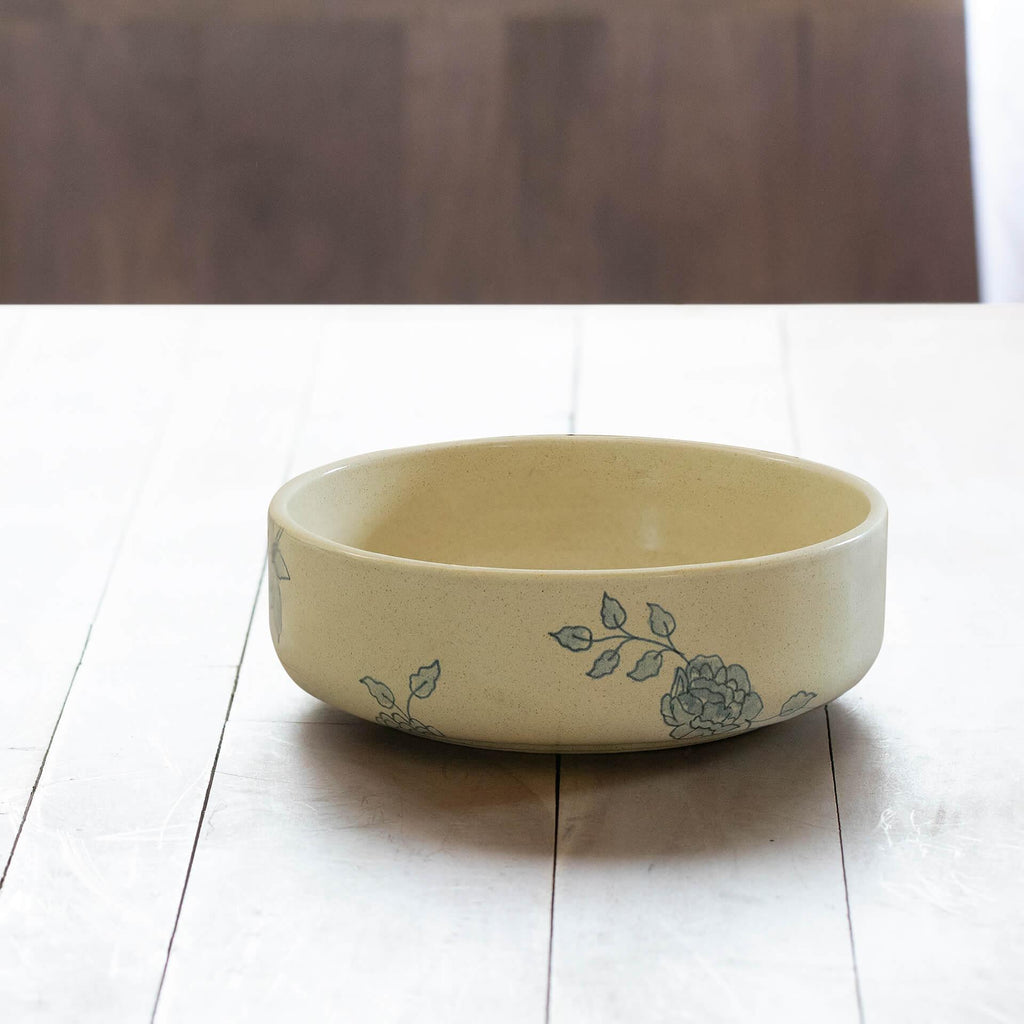 Blue Floral Ceramic Serving Bowl
