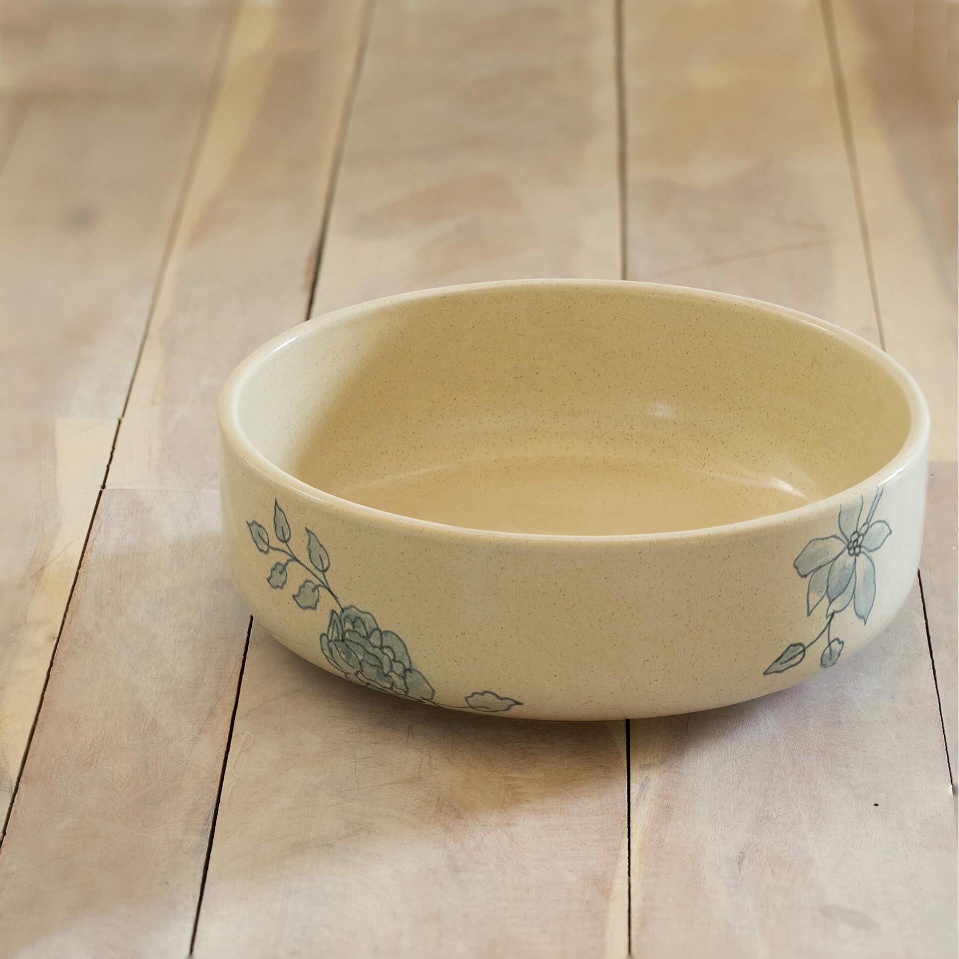 Blue Floral Ceramic Serving Bowl