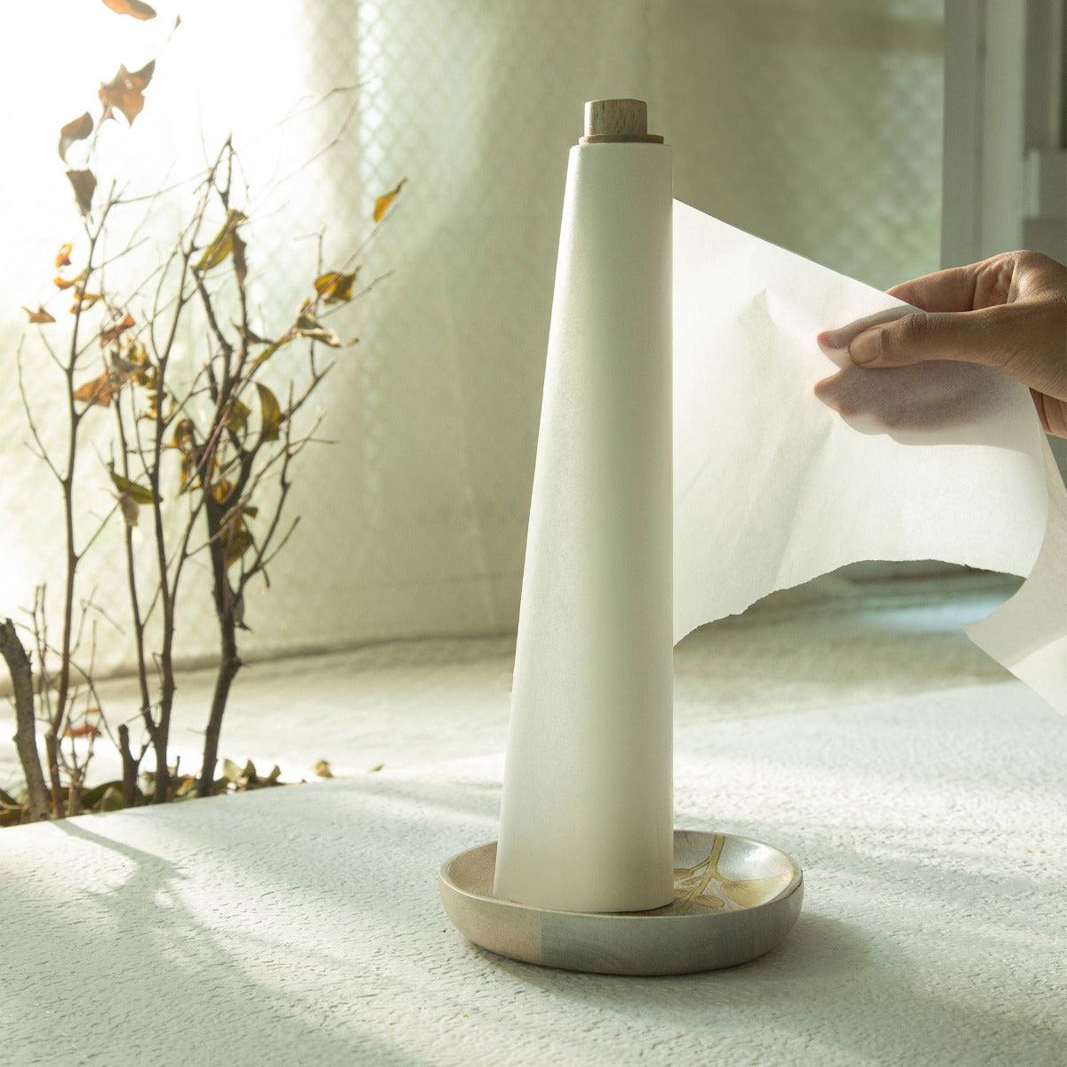Botanical Handpainted Wooden Kitchen Roll Holder