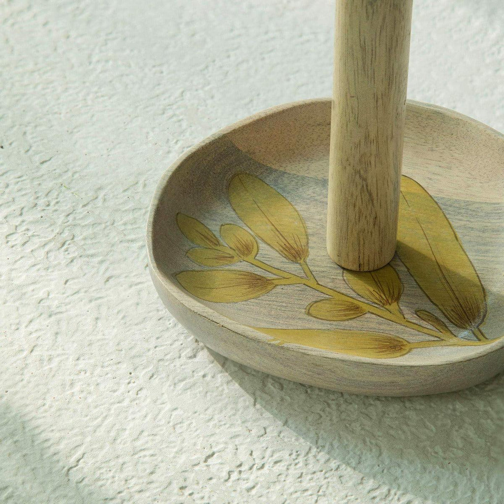 Botanical Handpainted Wooden Kitchen Roll Holder