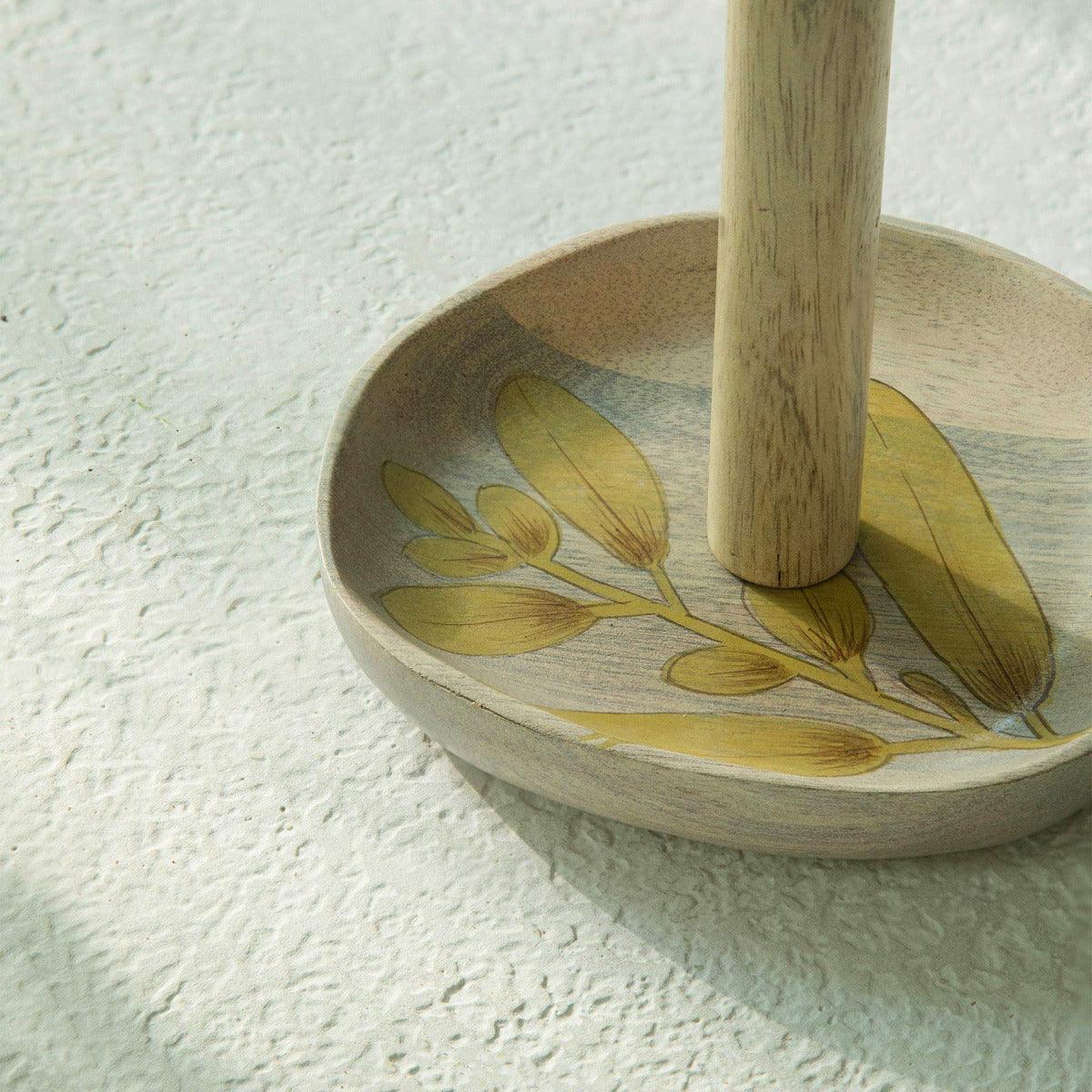 Botanical Handpainted Wooden Kitchen Roll Holder