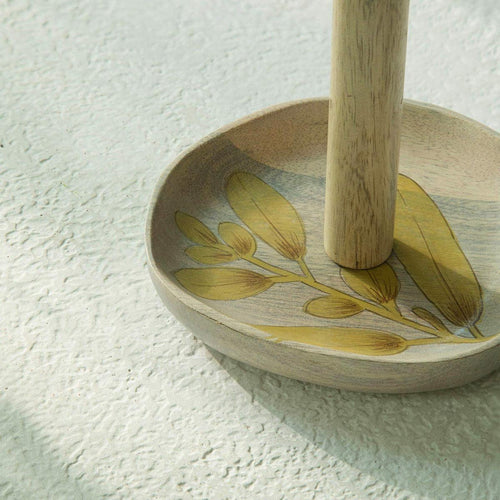 Botanical Handpainted Wooden Kitchen Roll Holder