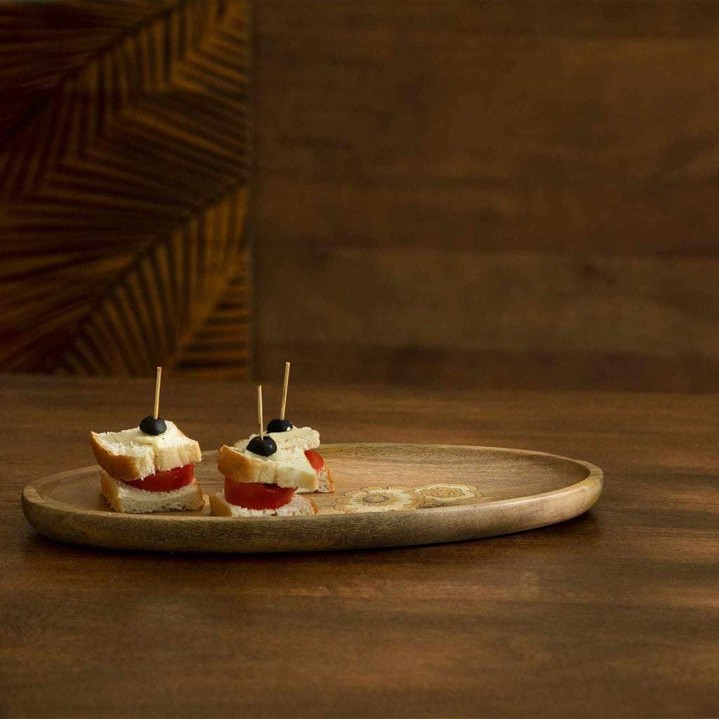 Handpainted Floral Wooden Platter - Small