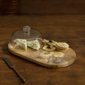Handpainted Wooden Platter with Glass Cloche