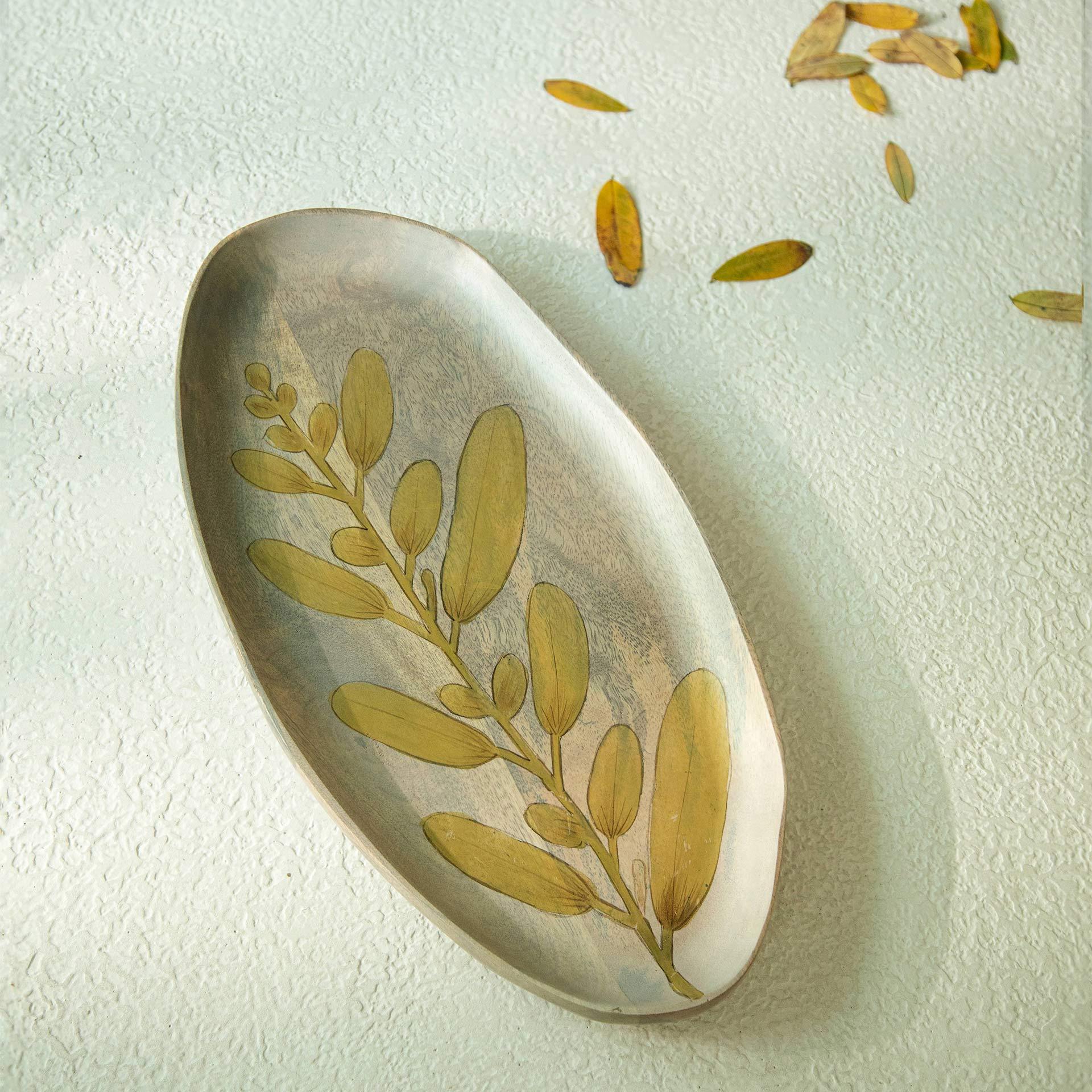 Botanical Handpainted Wooden Platter - Small