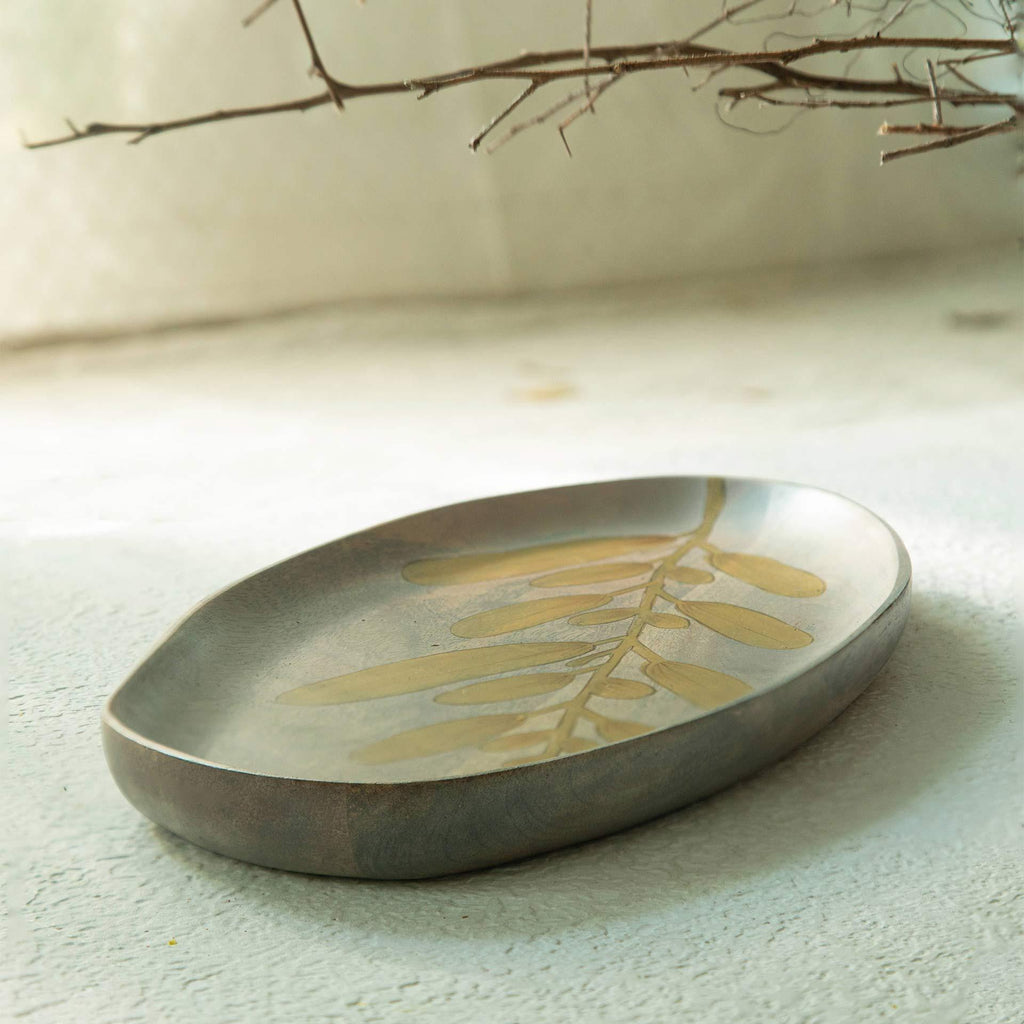 Botanical Handpainted Wooden Platter - Small