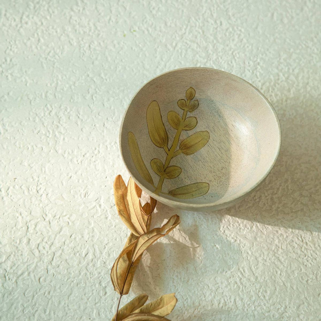 Autumn Botanical Handpainted Wooden Nut Bowl