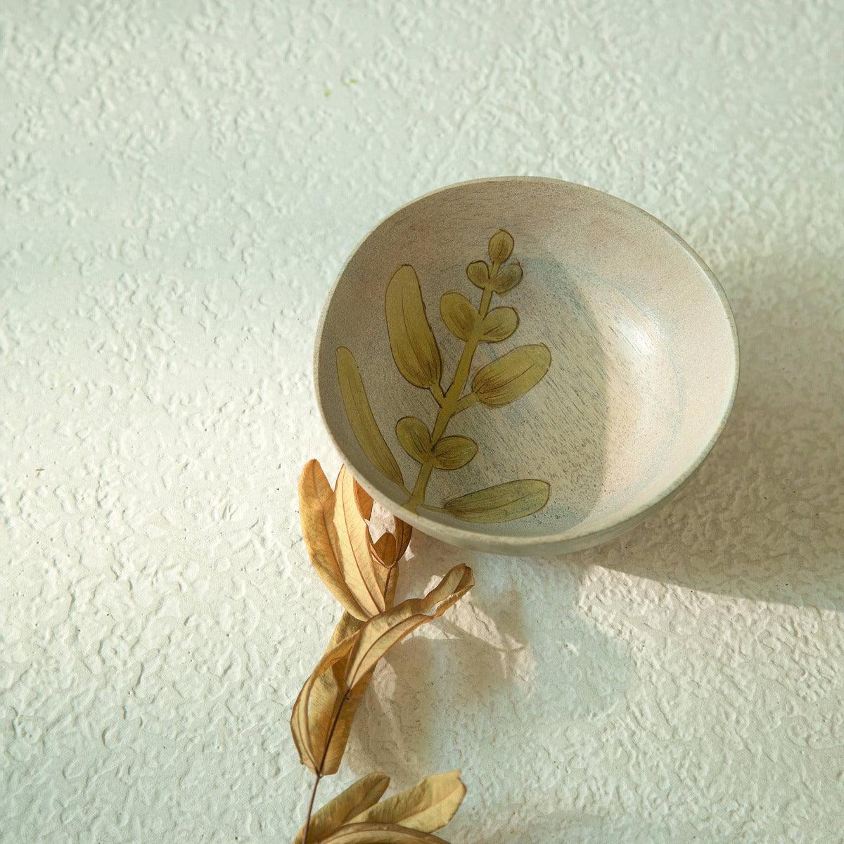 Autumn Botanical Handpainted Wooden Nut Bowl