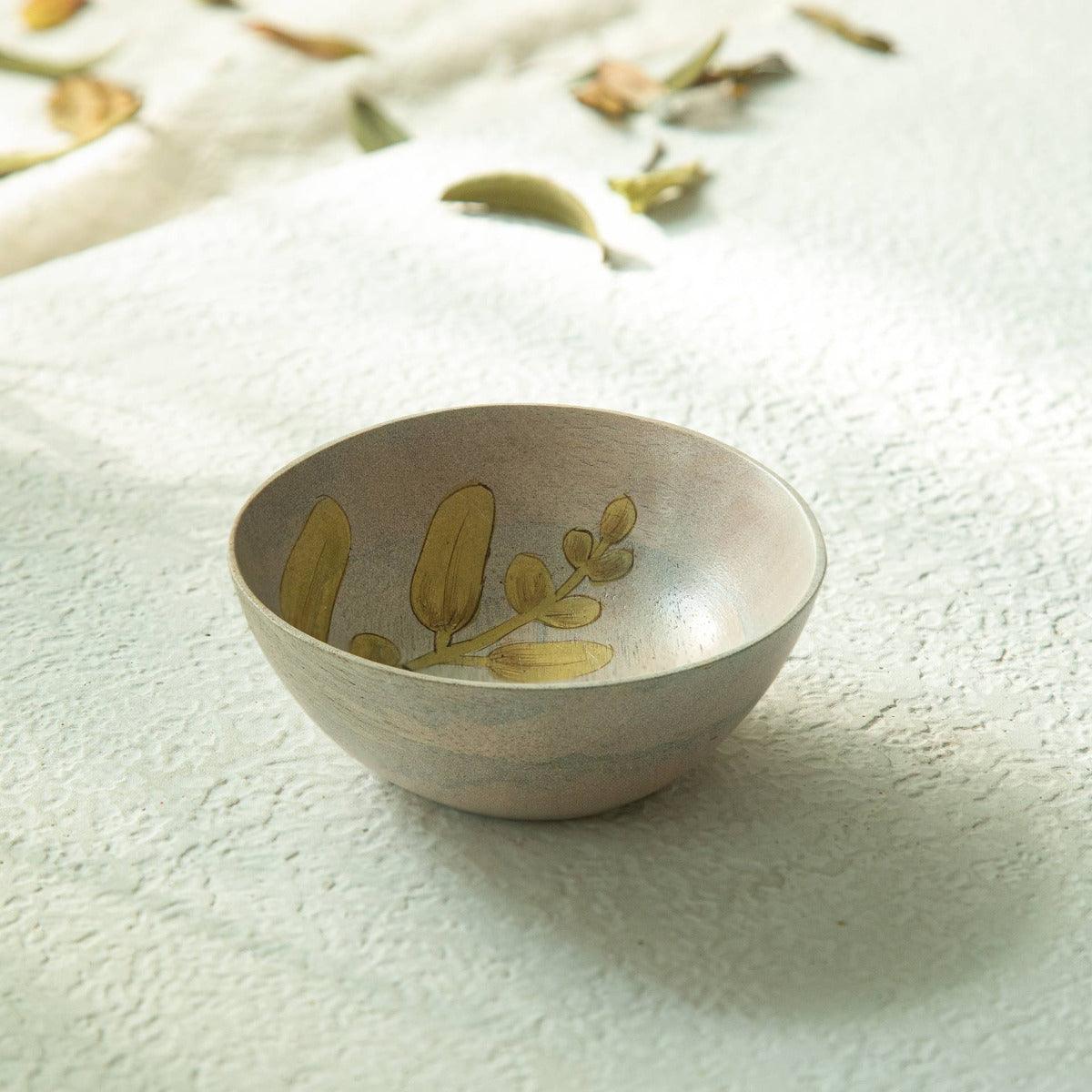 Autumn Botanical Handpainted Wooden Nut Bowl