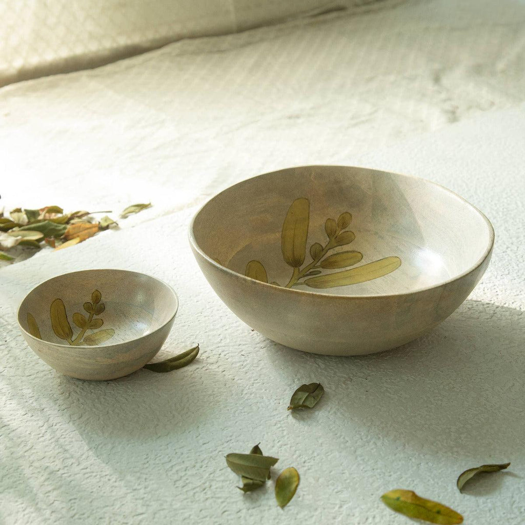 Autumn Botanical Handpainted Wooden Nut Bowl