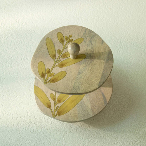 Botanical Handpainted 2-Tier Wooden Stand
