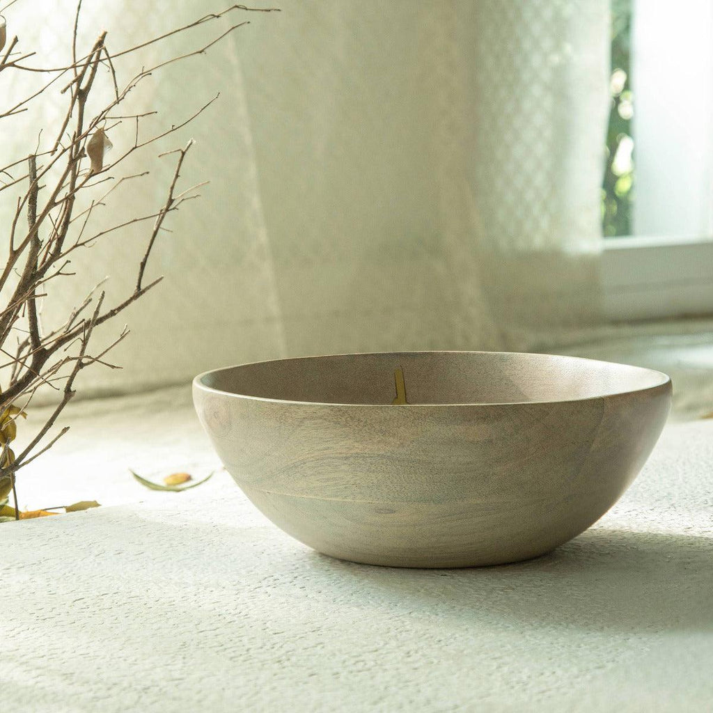 Autumn Botanical Handpainted Wooden Salad Bowl