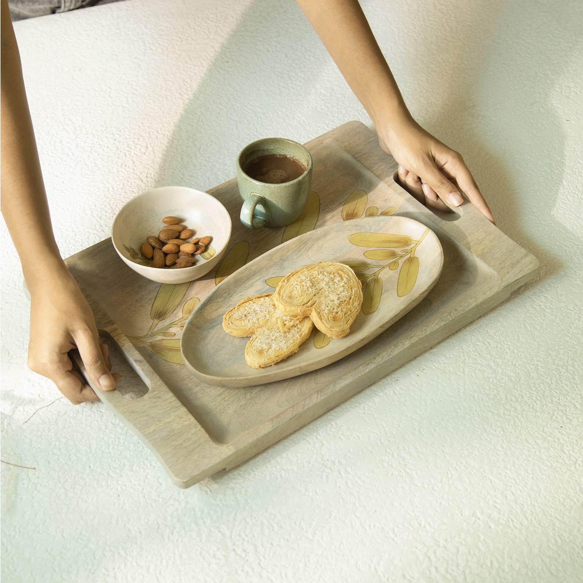 Autumn Botanical Handpainted Wooden Tray